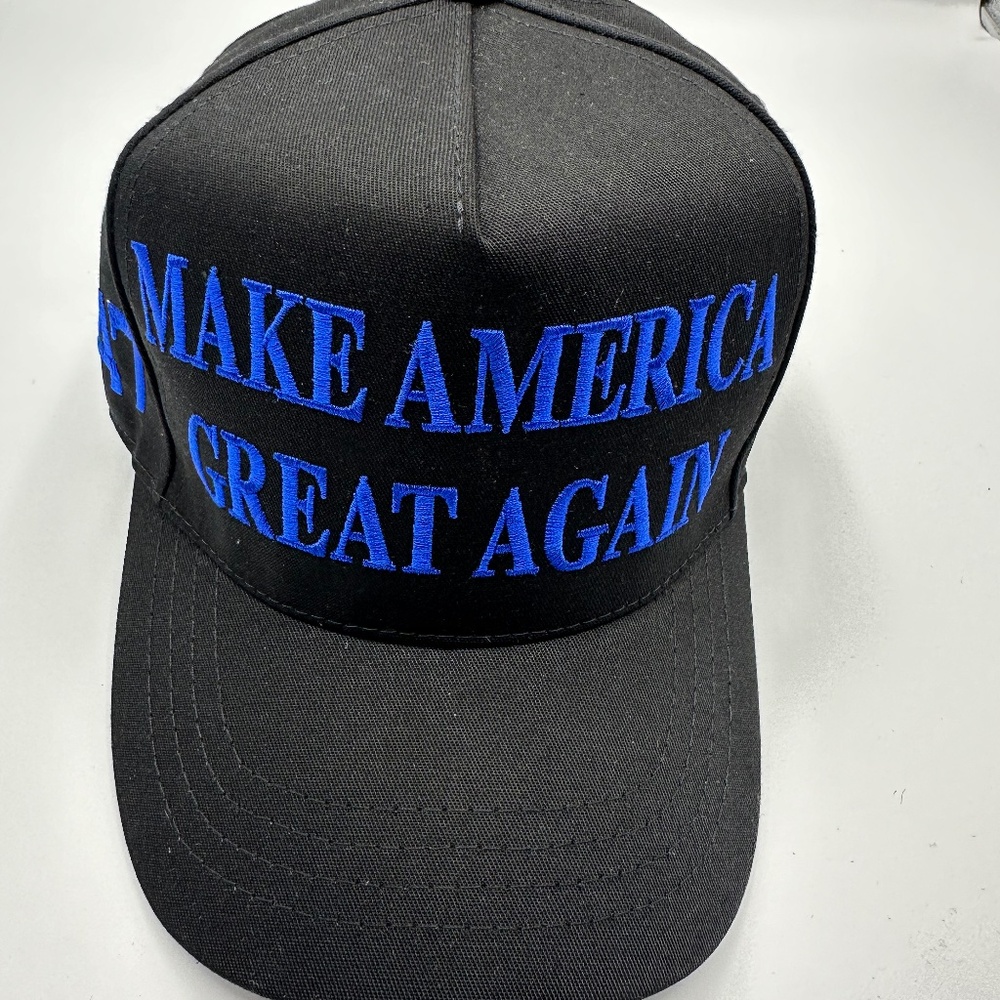 Cali-Fame Trump Make America Great Again Logo Black Trucker Hat Cap One Size